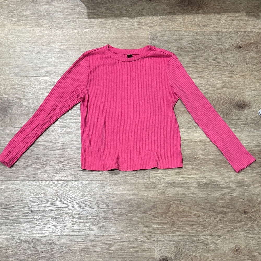 SHEIN Vibrant Pink Ribbed Knit Top